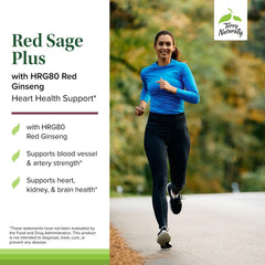 Label close-up highlighting HRG80 red ginseng ingredient in Red Sage Plus.