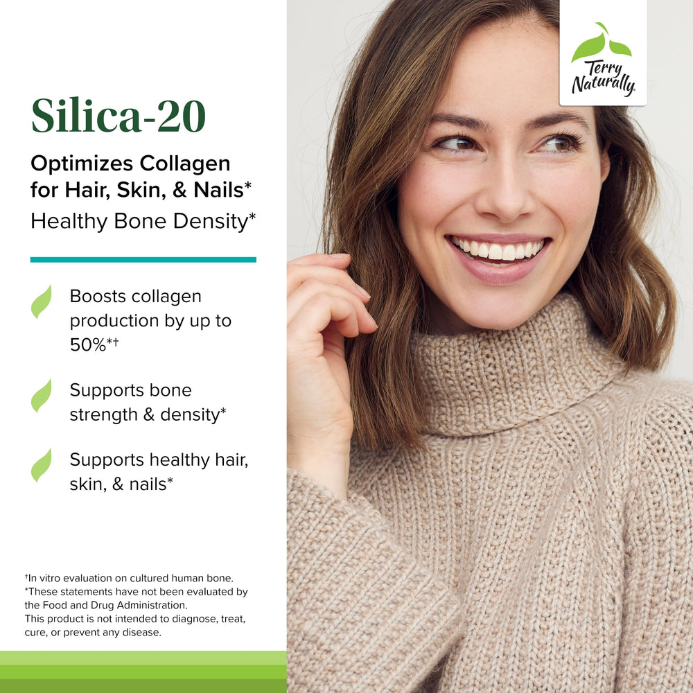 Front label of Terry Naturally Silica-20 showing product name clearly.