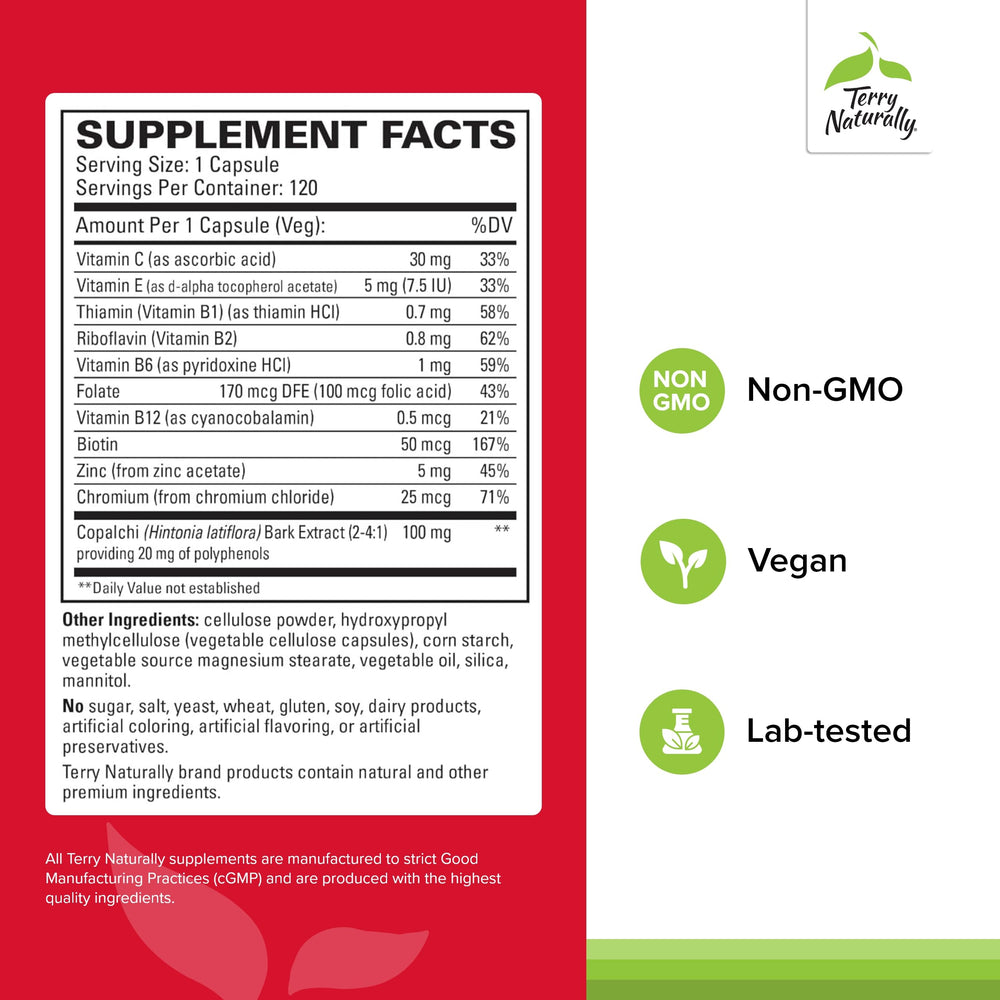 Terry Naturally Sucontral D capsules close-up showing B-Complex and folate blend.