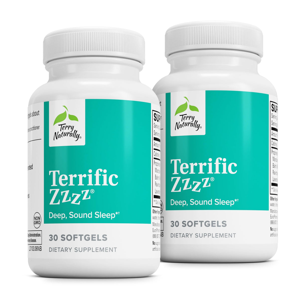 Terry Naturally Terrific Zzzz bottle for a calming bedtime routine.