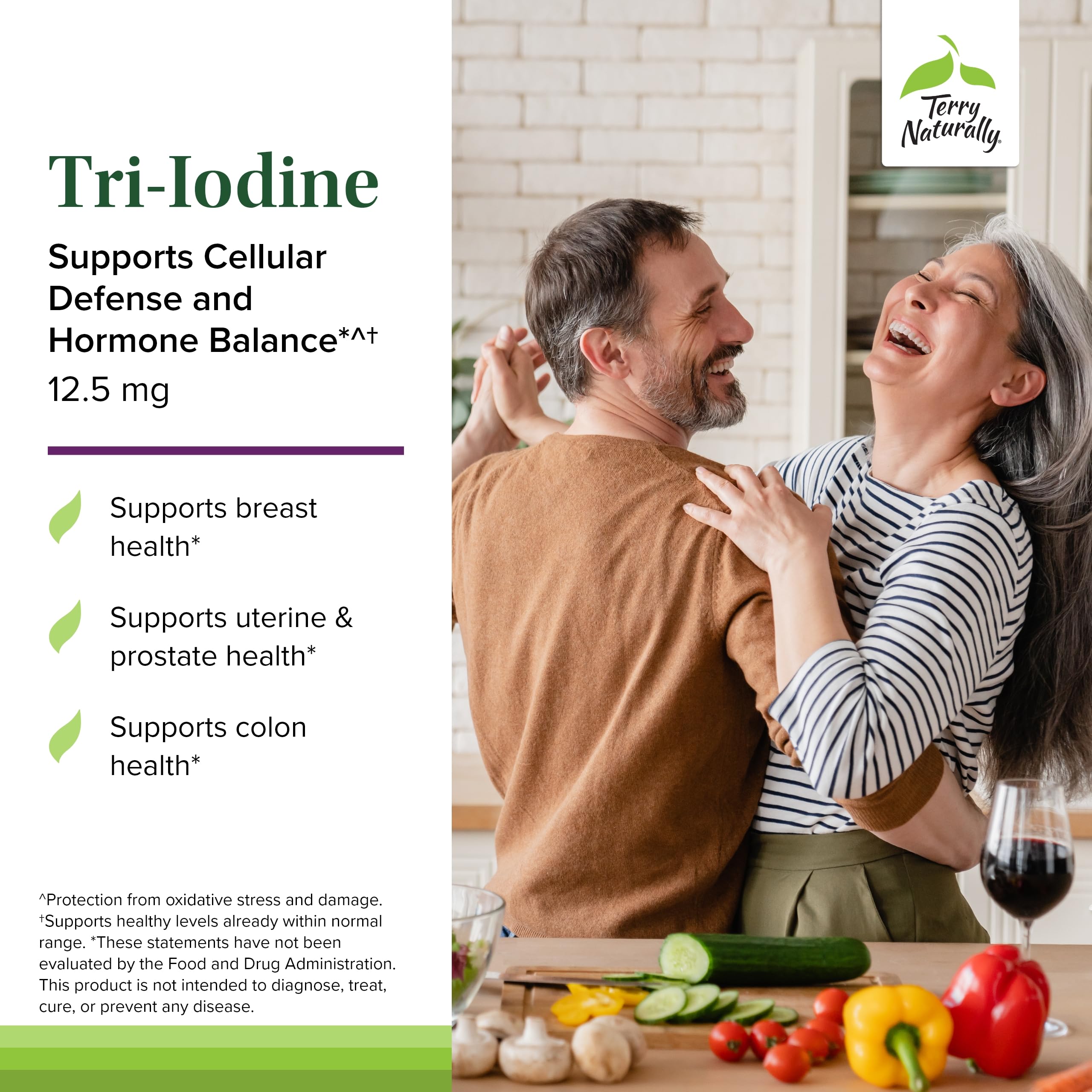 Terry Naturally Tri-Iodine label artwork highlighting potassium and sodium iodide ingredients.