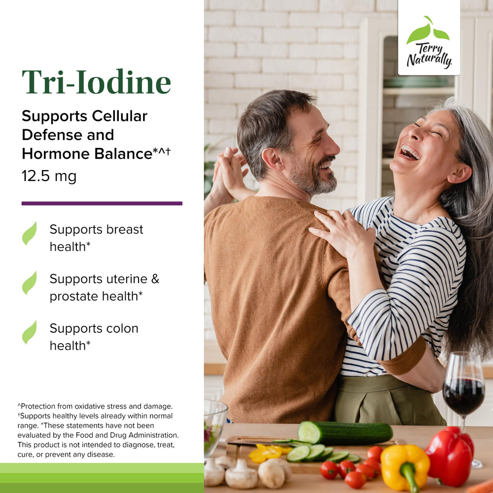 Terry Naturally Tri-Iodine packaging highlights allergen-friendly formula