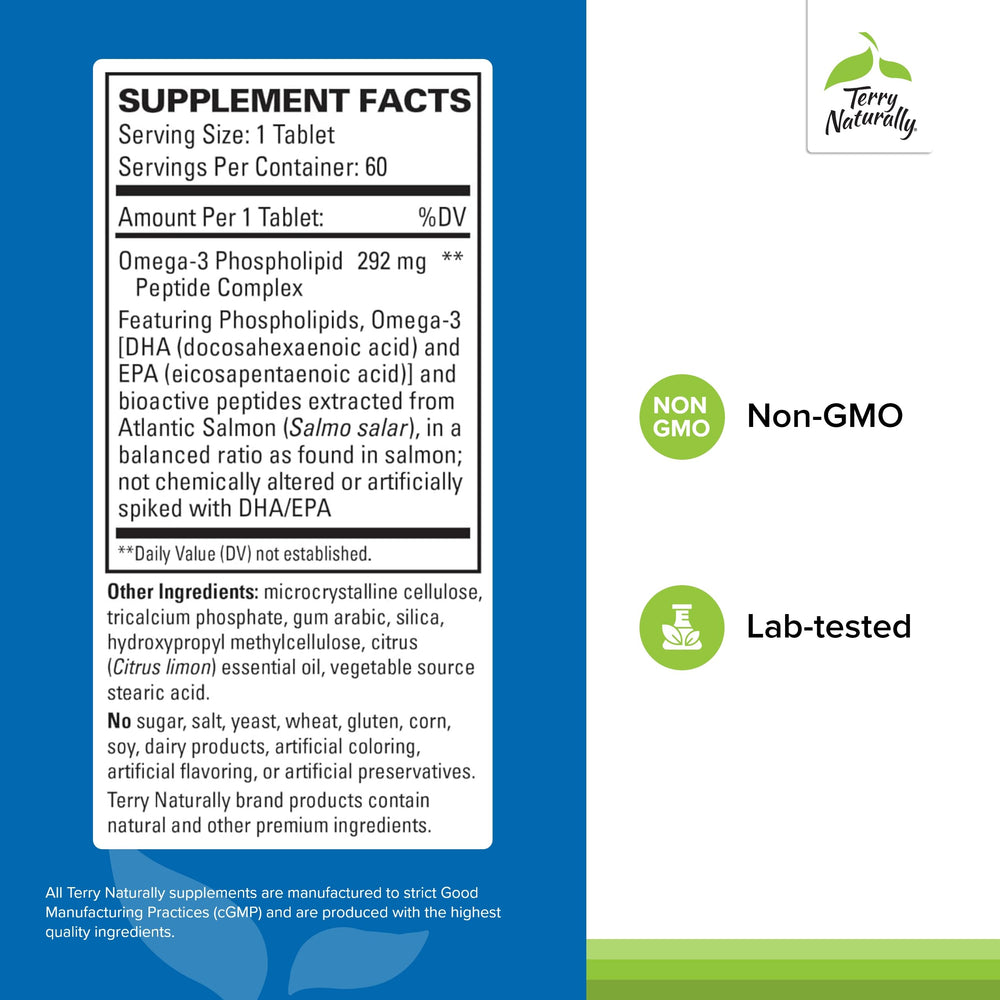 Terry Naturally Vectomega capsules showcase EPA and DHA from salmon for brain and heart wellness.
