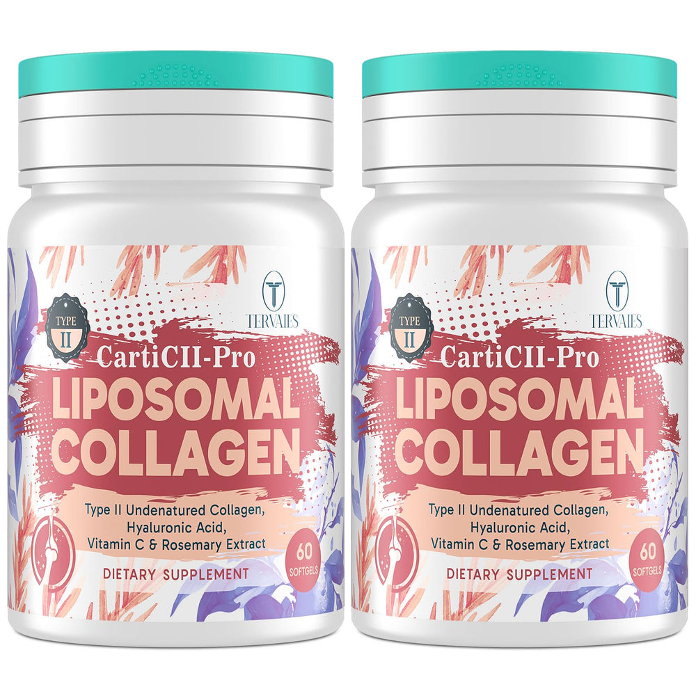 Tervaies liposomal collagen joint support bottle, easy daily capsules for joint comfort.
