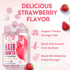 Closeup of vibrant pink chews from Tervaies Liposomal Hair Growth Soft Chews