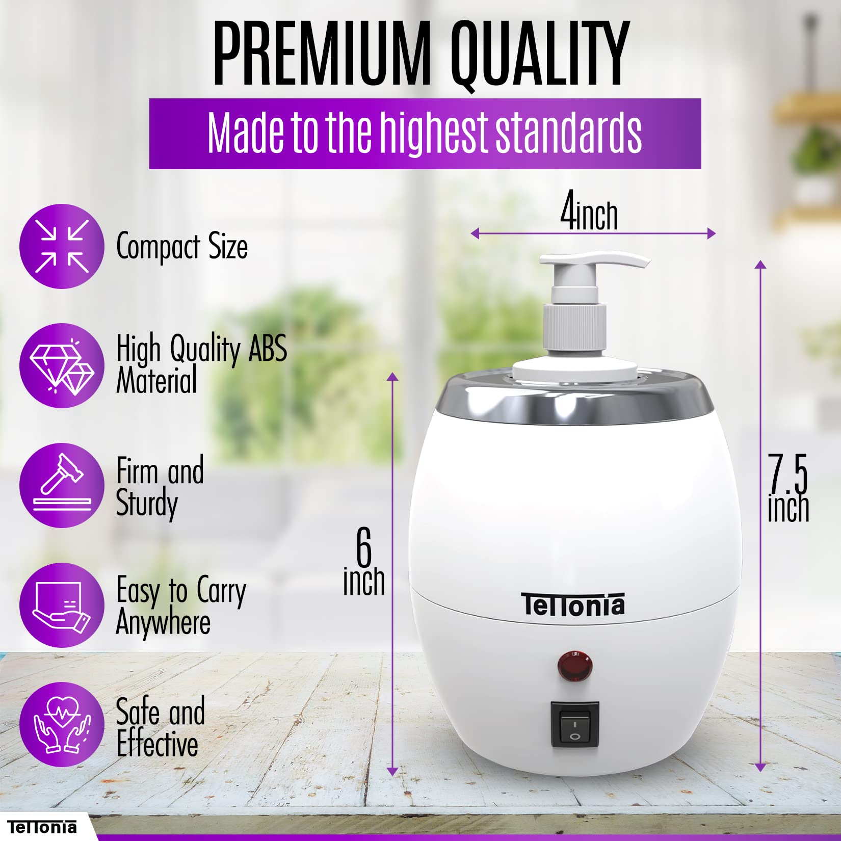 Tettonia includes an 8oz bottle to store oils, lotions, or creams.