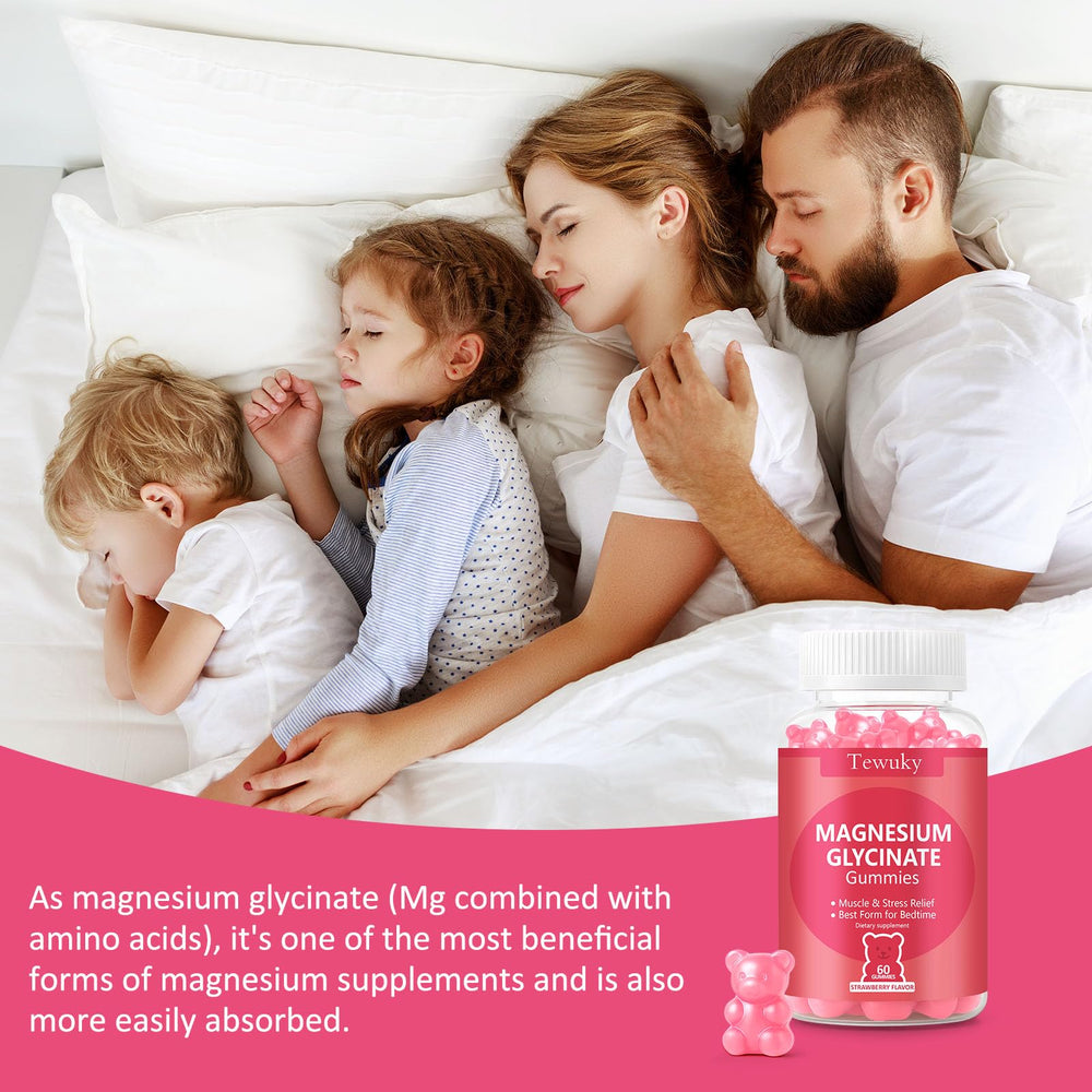 Tewuky Magnesium Glycinate Gummies close-up highlights chewy texture for easy daily use