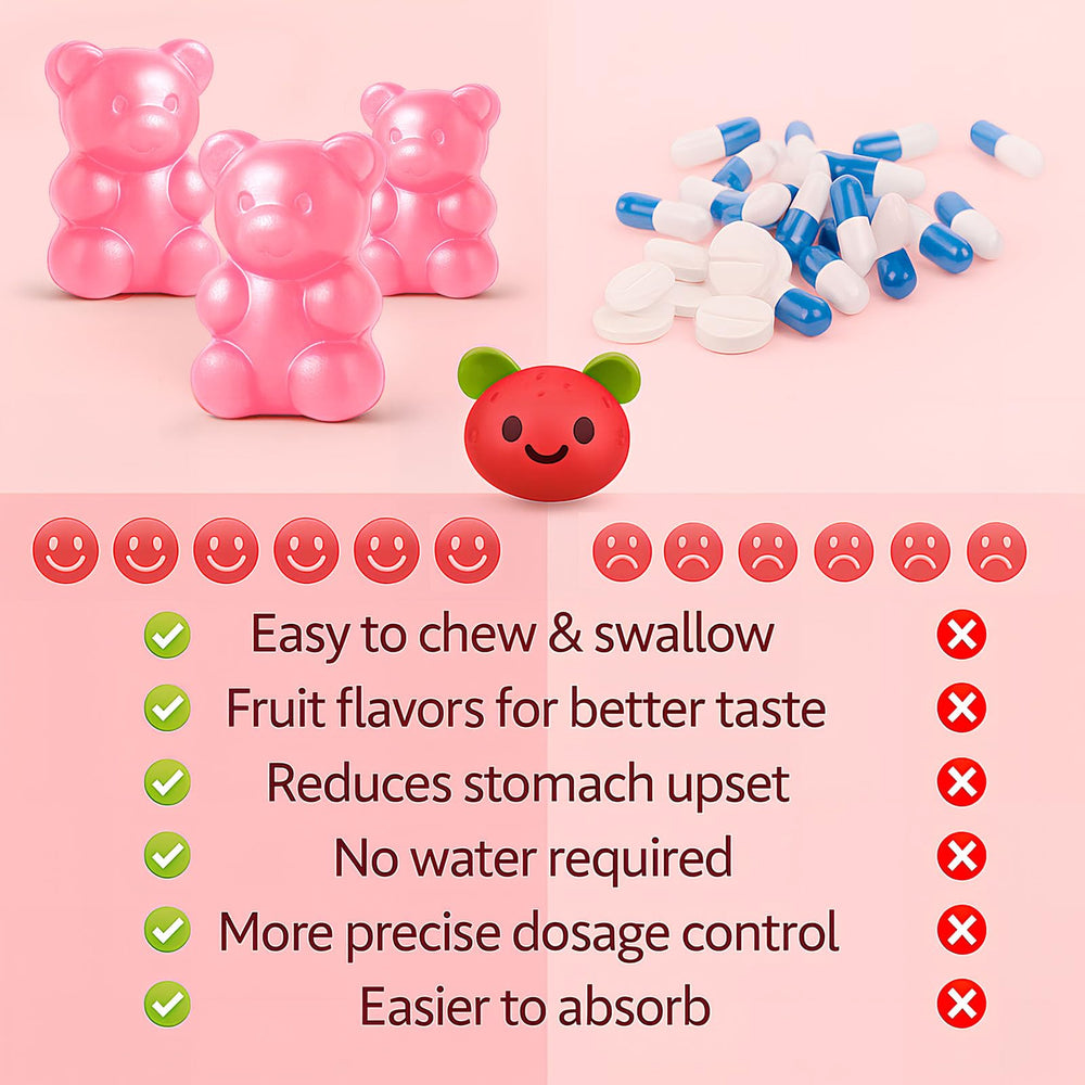Tewuky Gummies in jar on desk suggesting stress relief and muscle support