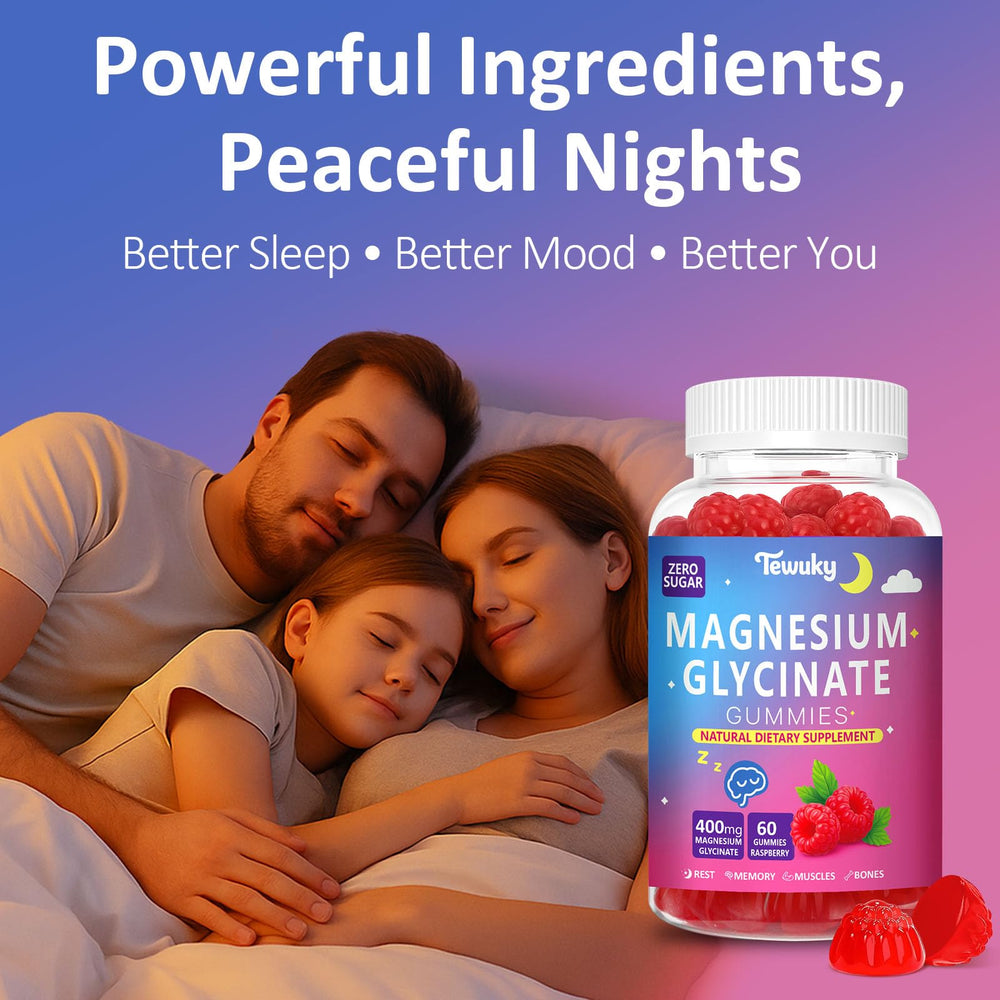 Evening routine scene with Tewuky gummies and a glass of water