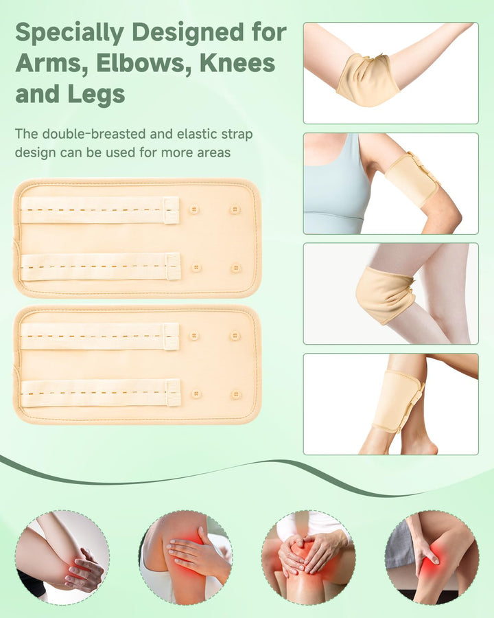 Texpot castor oil pack wrap knee demonstrates versatile full-leg coverage.