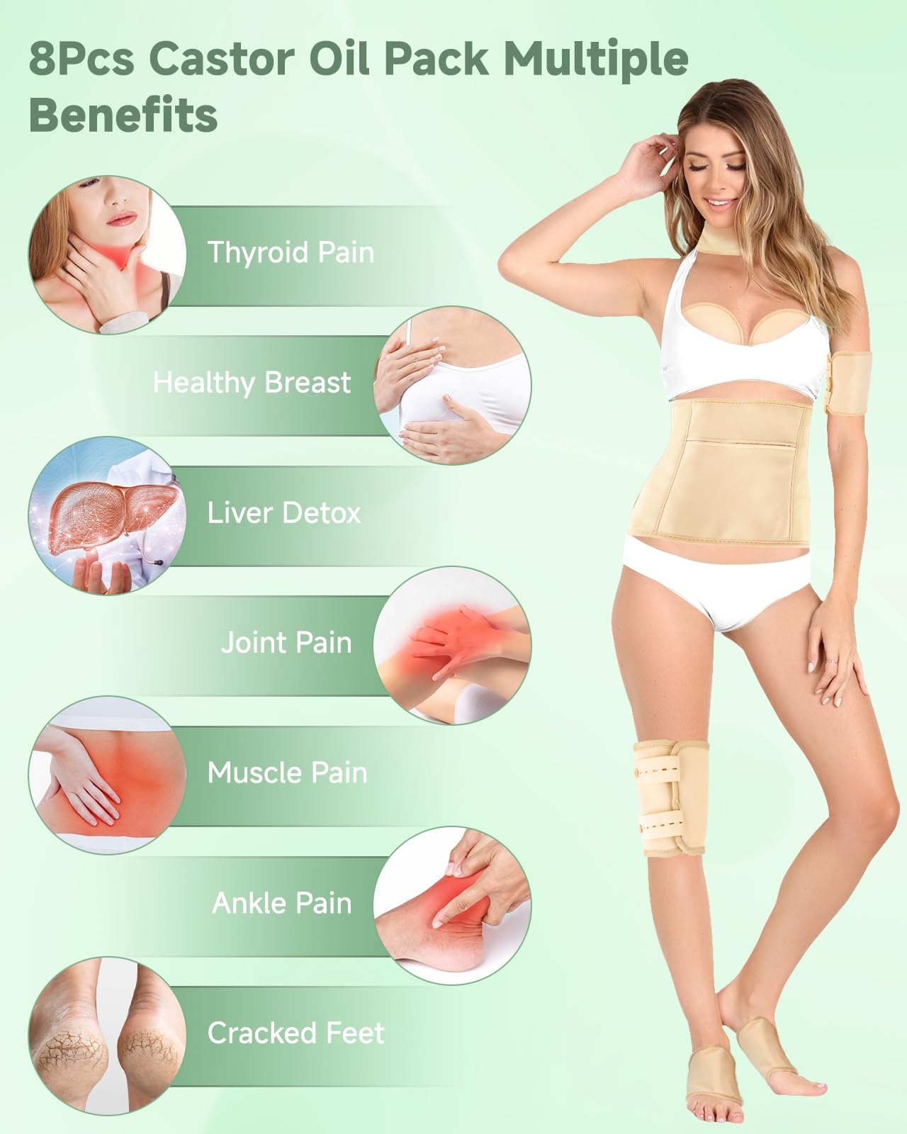 Texpot castor oil pack wrap stomach with adjustable fit and pocket for heat or cold packs.