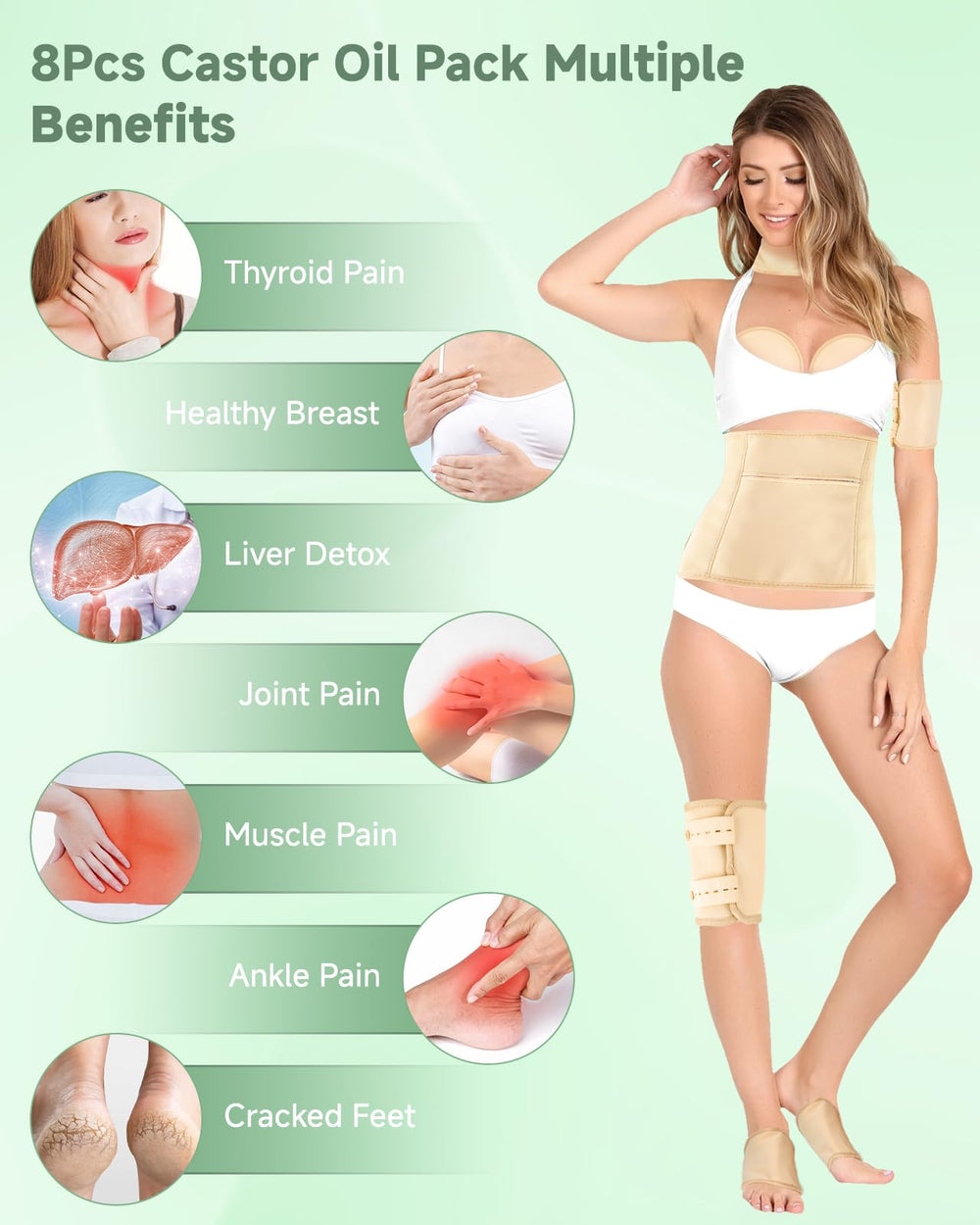 Texpot castor oil pack wrap stomach with adjustable fit and pocket for heat or cold packs.