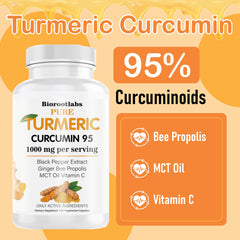 TEYAOE Biorootlabs turmeric capsules closeup highlighting joint support
