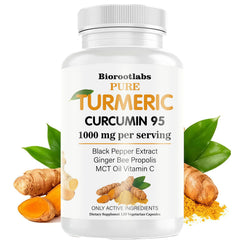 TEYAOE Biorootlabs Turmeric Curcumin bottle front for convenient daily wellness