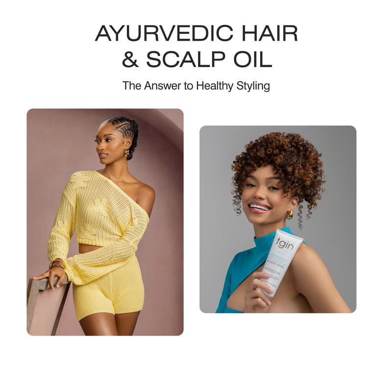 Thank God It's Natural tgin Miracle Styling Oil on hair strands for softness
