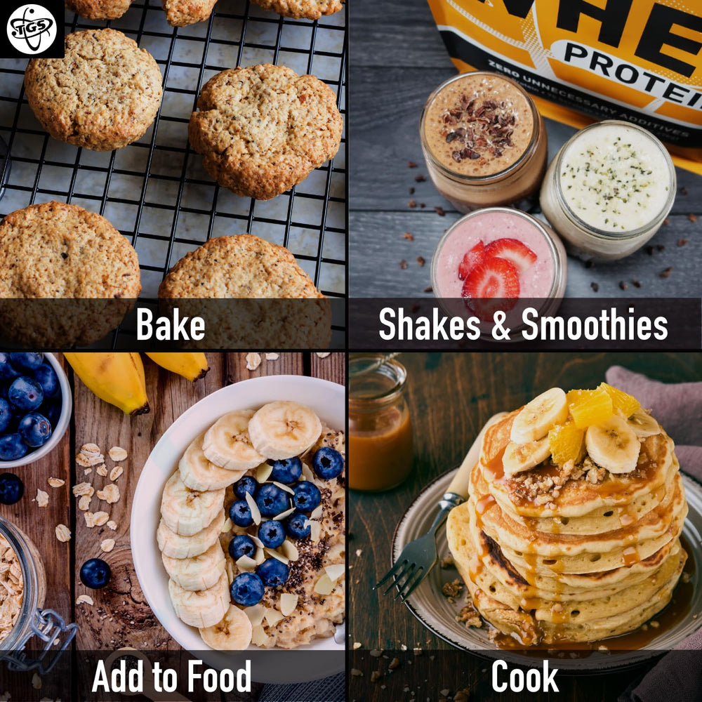 TGS Nutrition vanilla whey protein powder used in baking adds protein to recipes.