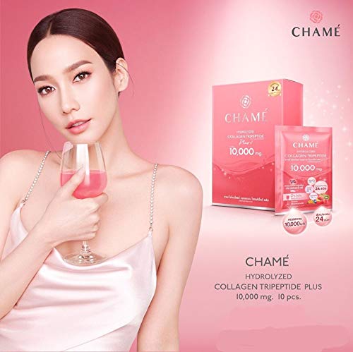 TH Chame bottle pouring water to mix collagen for skin nourishment