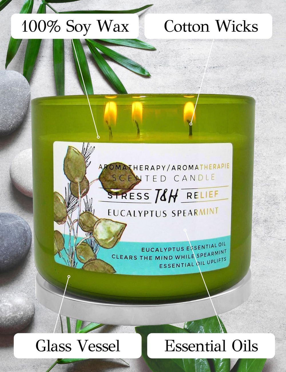 T&H Eucalyptus Spearmint aroma aids focus during work or study sessions.