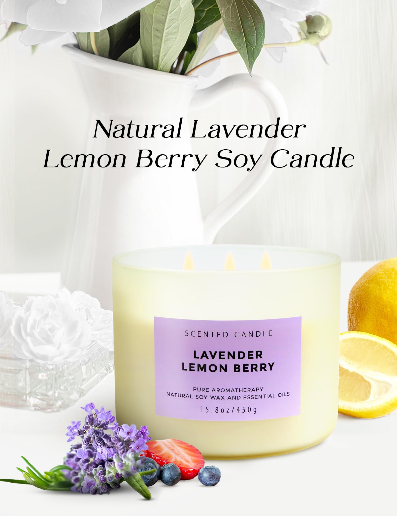 Lavender Lemon Berry candle after use repurposed as decorative vase