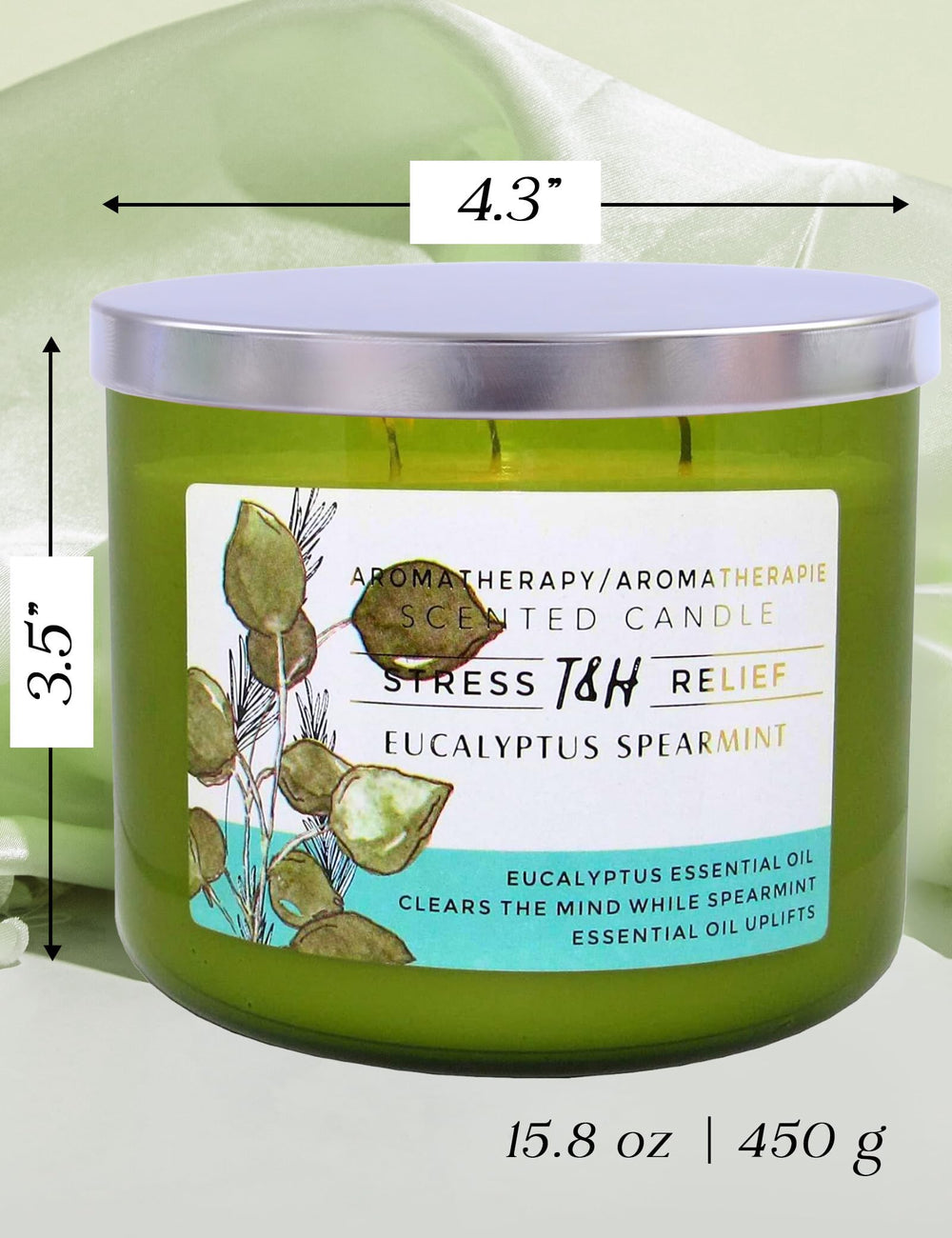 T&H Three cotton wicks deliver consistent burn and even fragrance release.