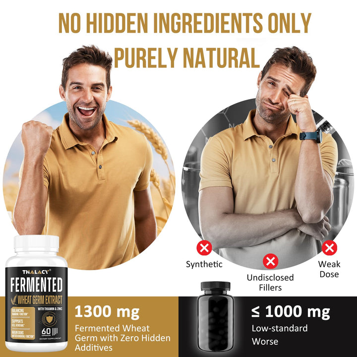 Thalacy fermented wheat germ extract label emphasizes natural spermidine source.