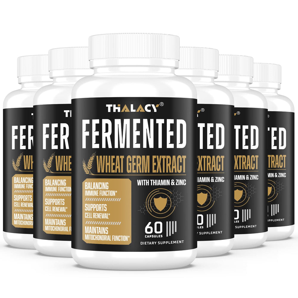 Thalacy Spermidine Wheat Germ Capsules bottle shows premium formula for healthy aging.