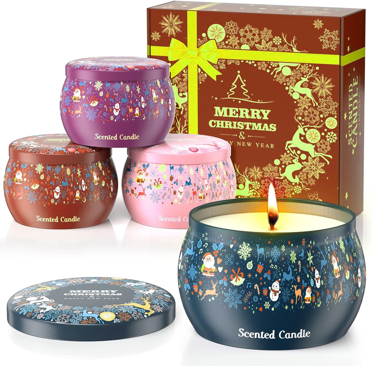 THAUSDAS Aromatherapy Christmas Candle emits a warm glow for cozy evenings.