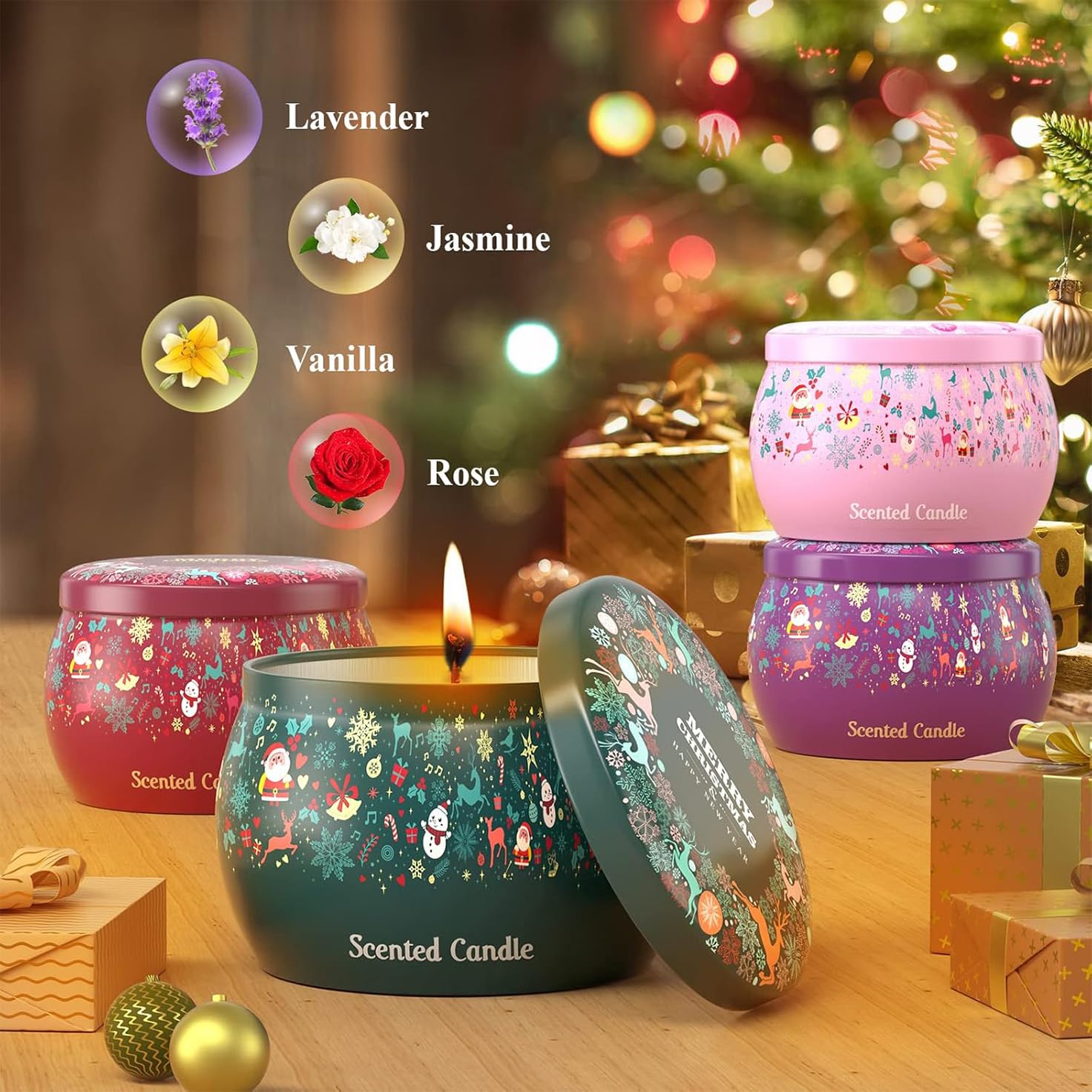 THAUSDAS Jasmine scented candle tin fills the room with delicate aroma for a calming mood.