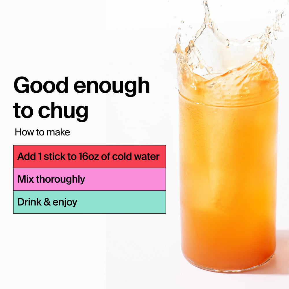 Close-up of Calm Drink Mix stick with label and ingredients
