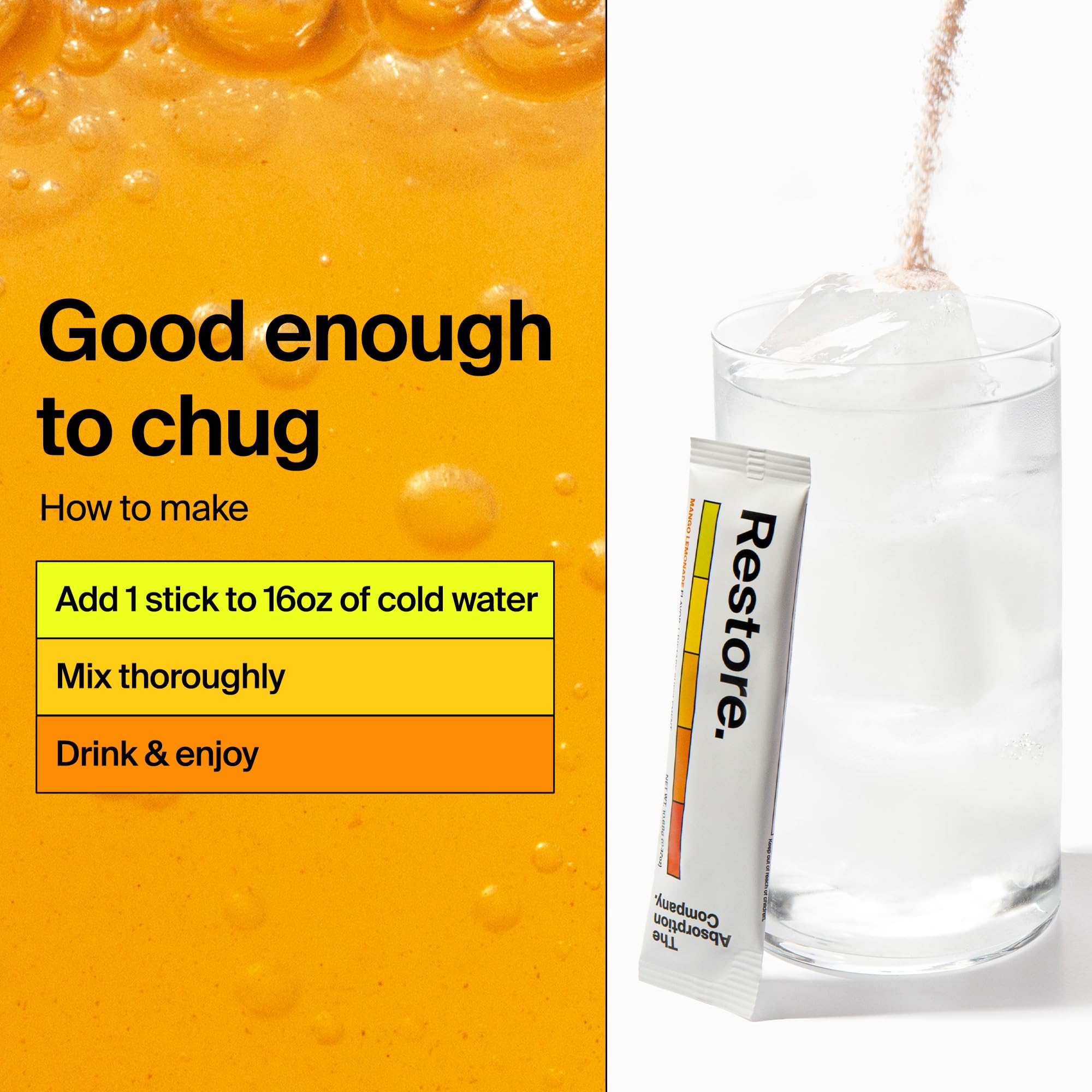 The Absorption Company mango lemonade flavor with non GMO sugar for a refreshing pick-me-up