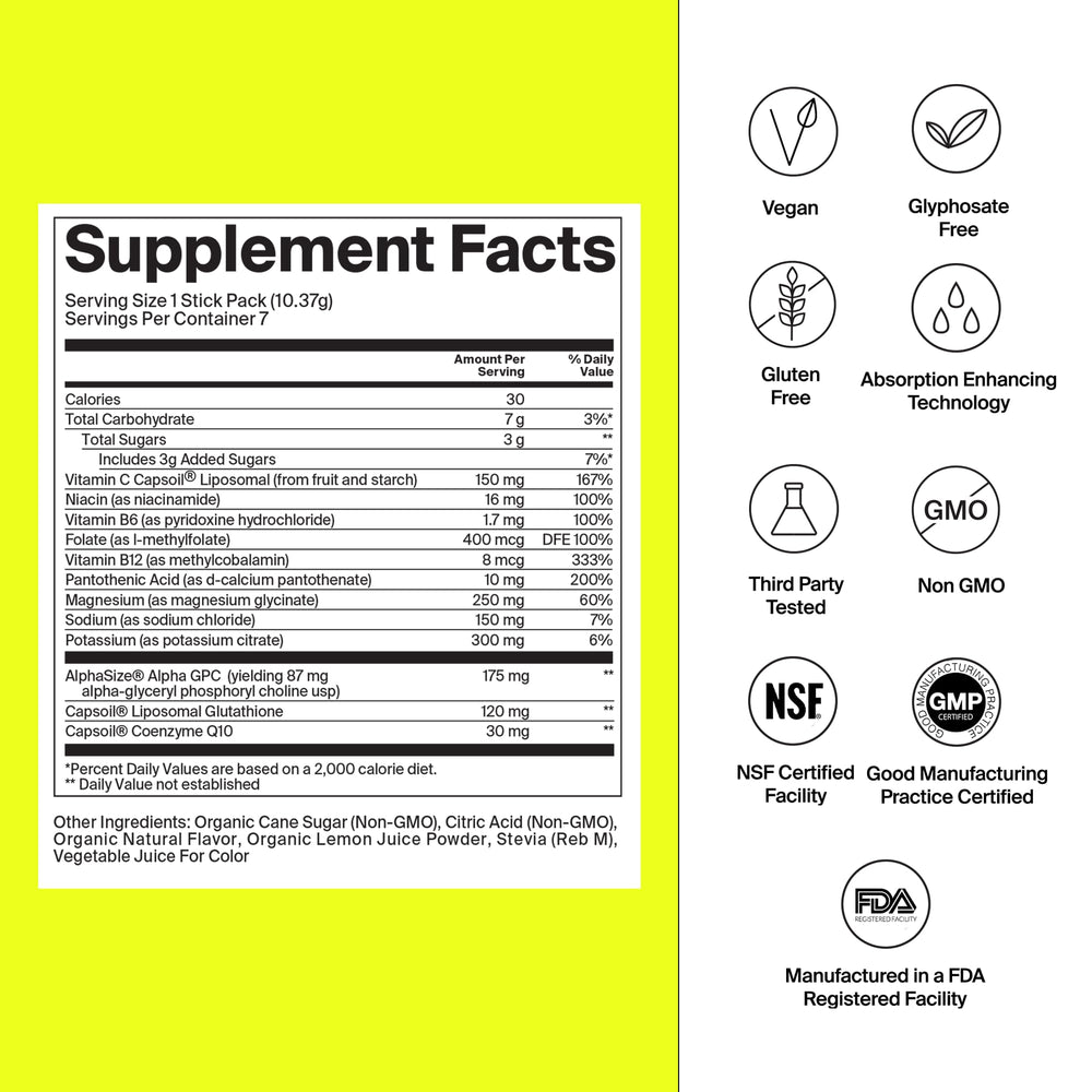 The Absorption Company mango lemonade electrolyte packet ideal for on-the-go thirst quenching.