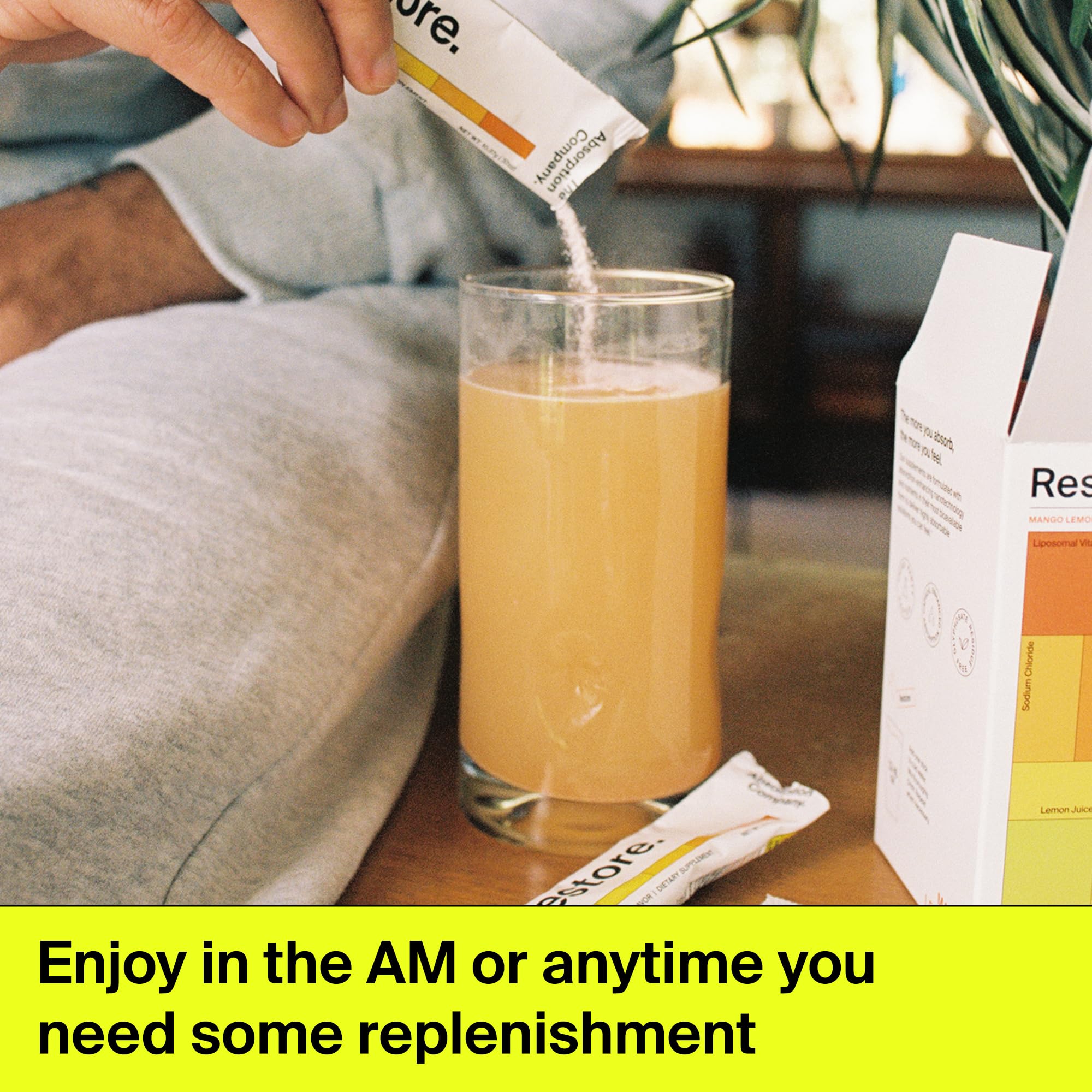 The Absorption Company electrolyte powder pours into water to boost hydration.