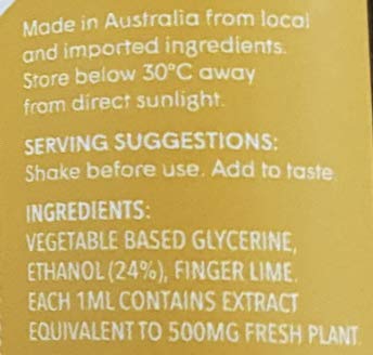 Signature label and color evoke premium, no-additive Kakadu Plum quality