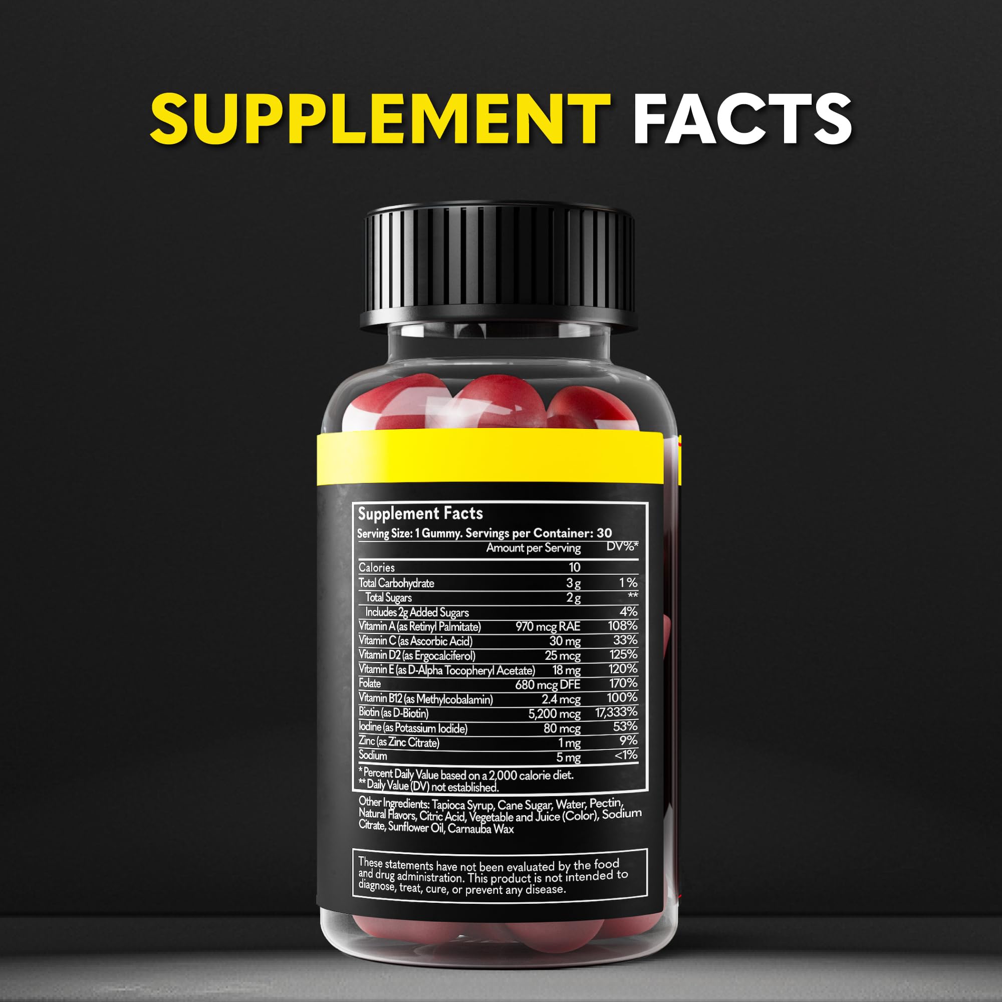 Fresh strawberry imagery beside The Beard Club gummies bottle emphasizes flavor.