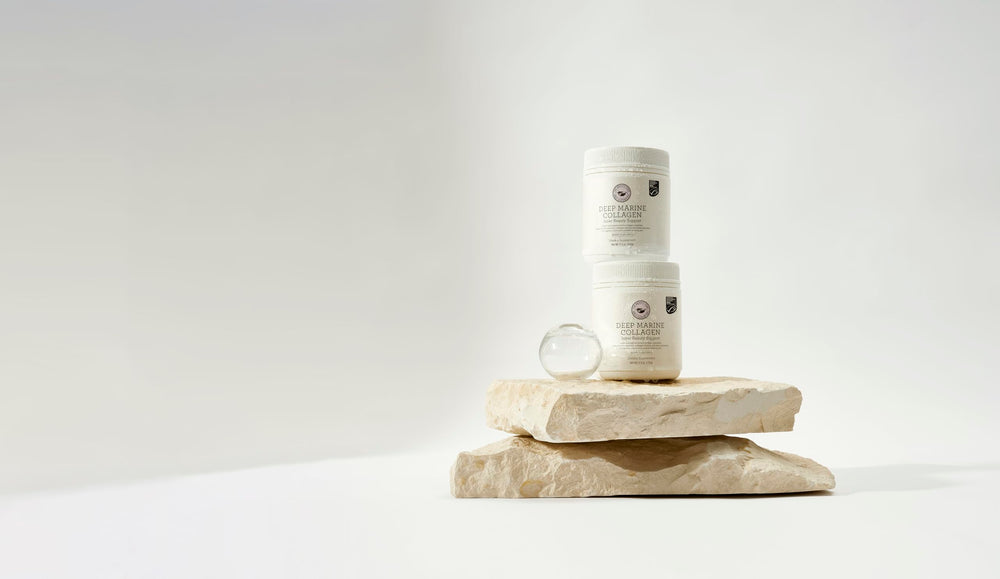 The Beauty Chef Deep Marine Collagen jar on a clean surface for daily routine
