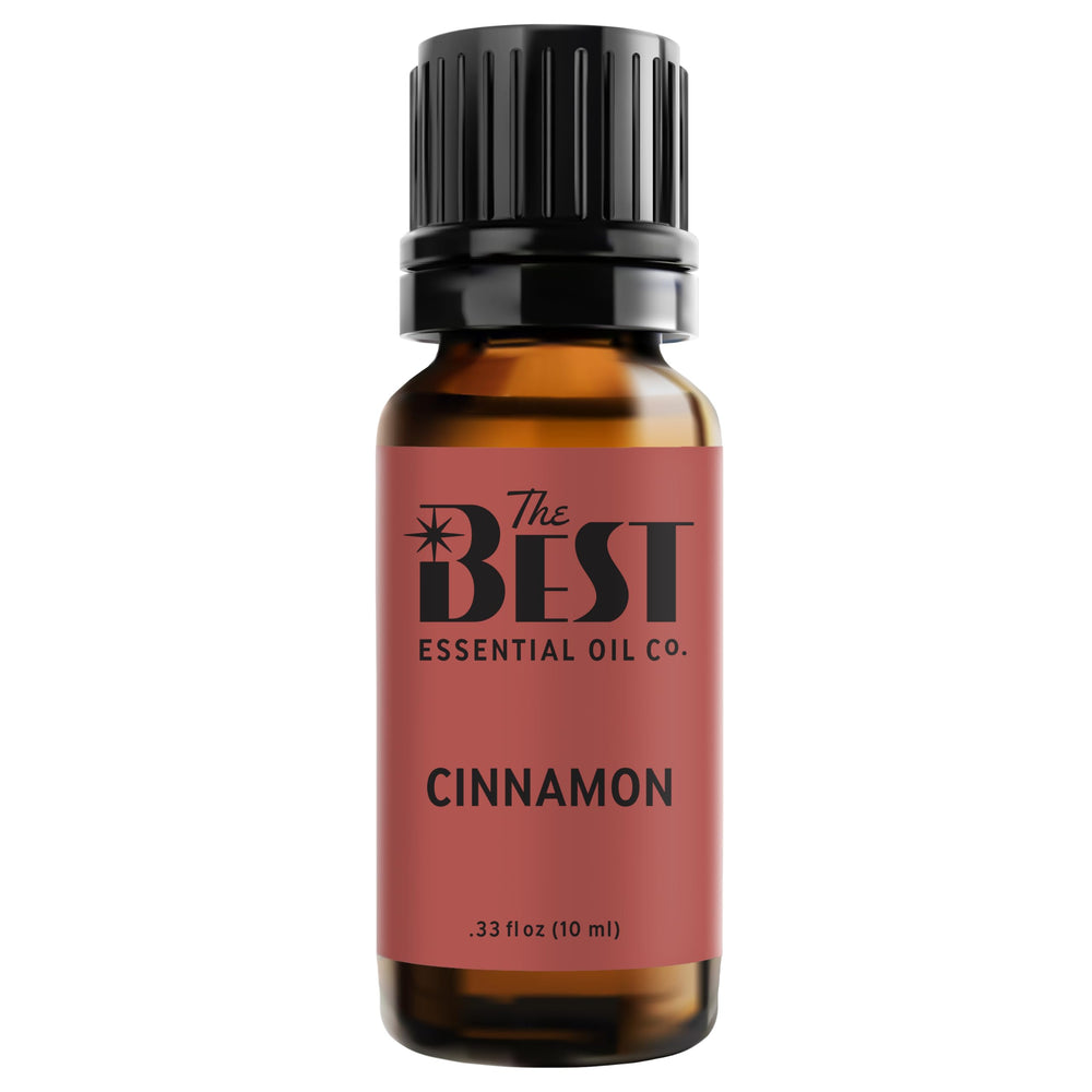 The Best Essential Oil Co cinnamon oil bottle releasing a rich aroma for cozy spaces