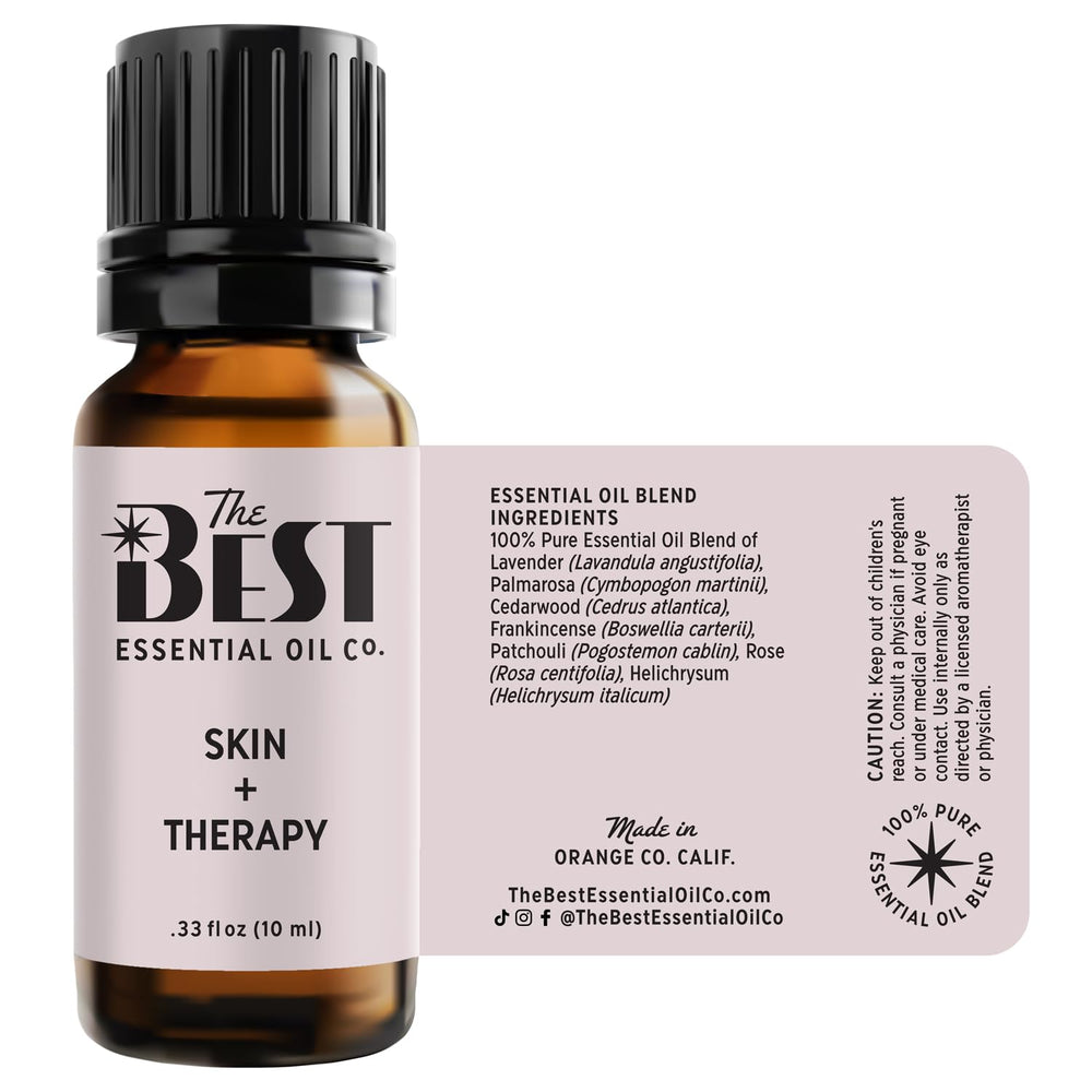 The Best Essential Oil Co Skin + Therapy closeup highlights natural ingredients.