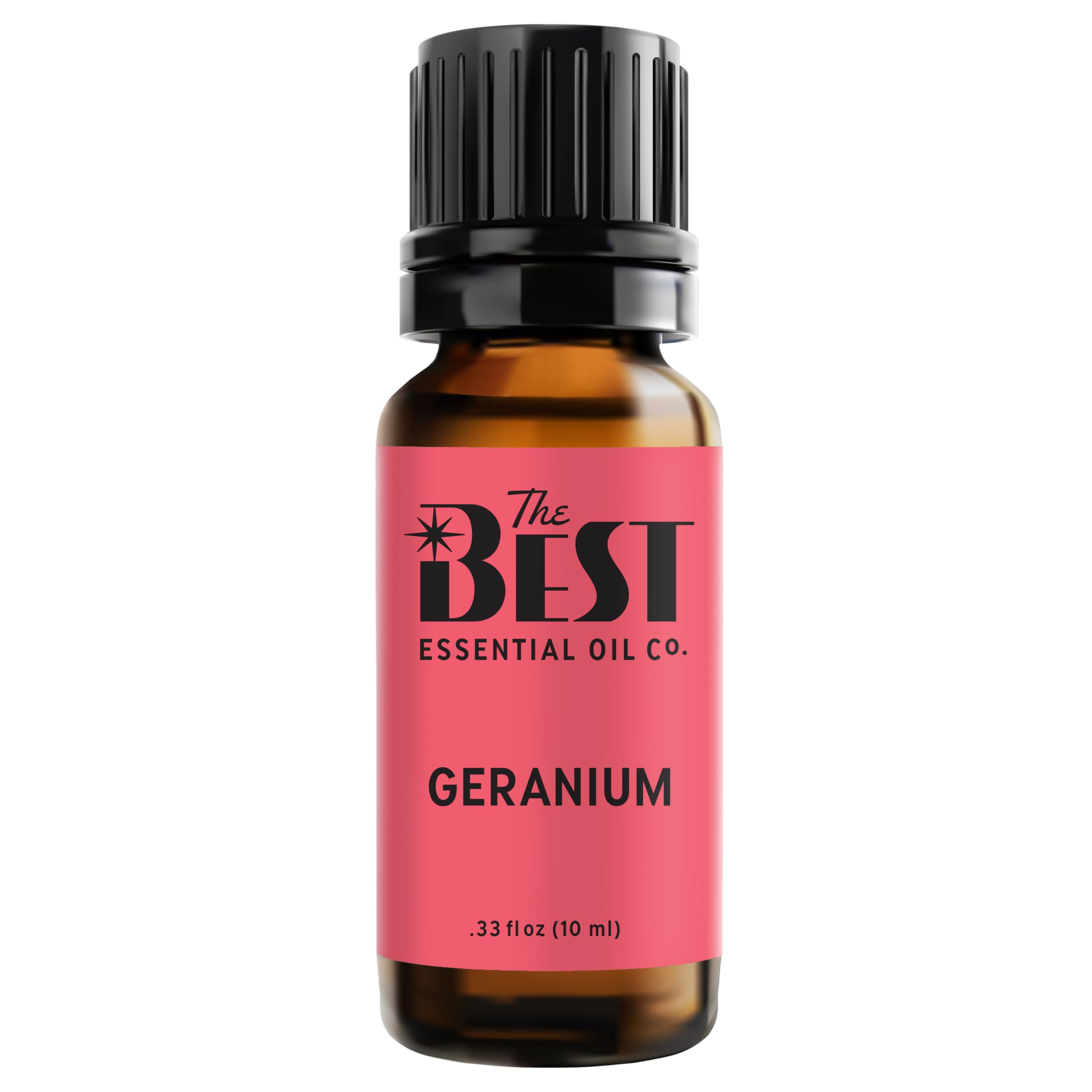 The Best Essential Oil Co geranium oil bottle ready for diffusion and mood uplift.