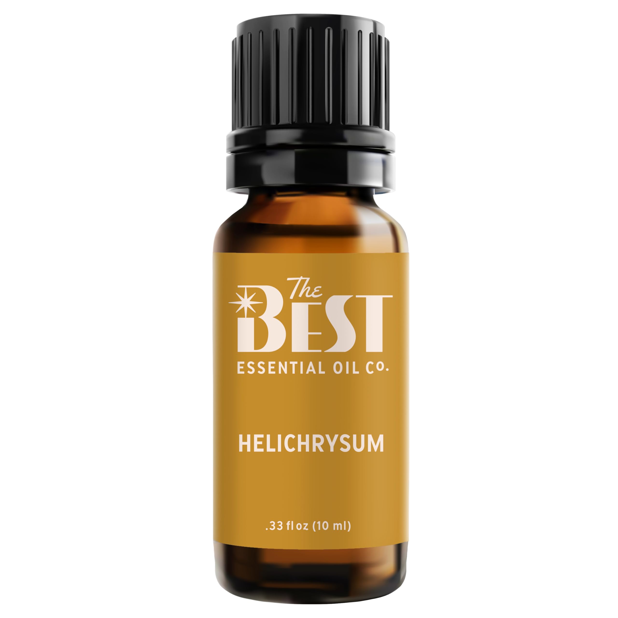 The Best Essential Oil Co Helichrysum diluted oil bottle pour for calming aromatherapy.