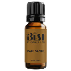 The Best Essential Oil Co Palo Santo bottle with dropper for aromatherapy use.