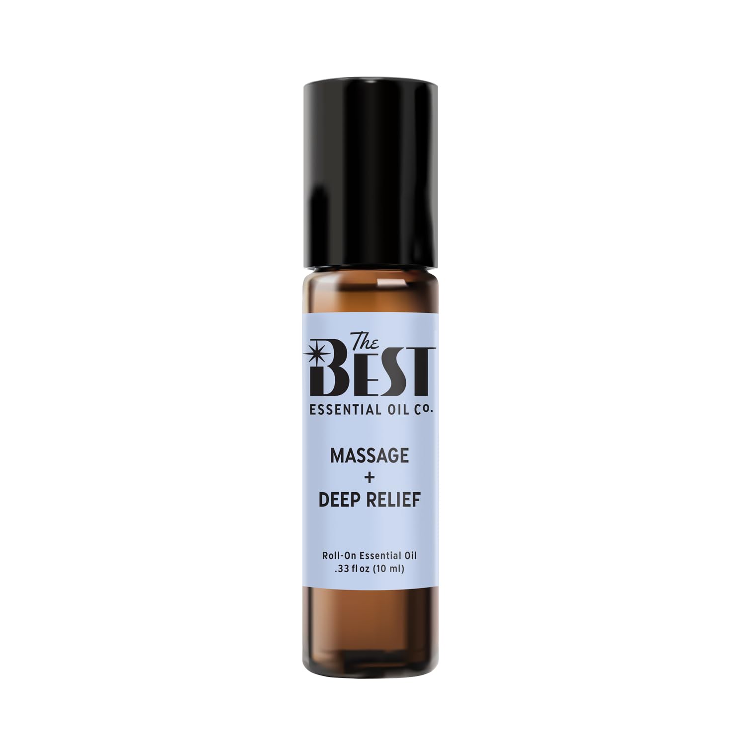 The Best Essential Oil Co roll-on bottle close-up for easy on-the-go relief.