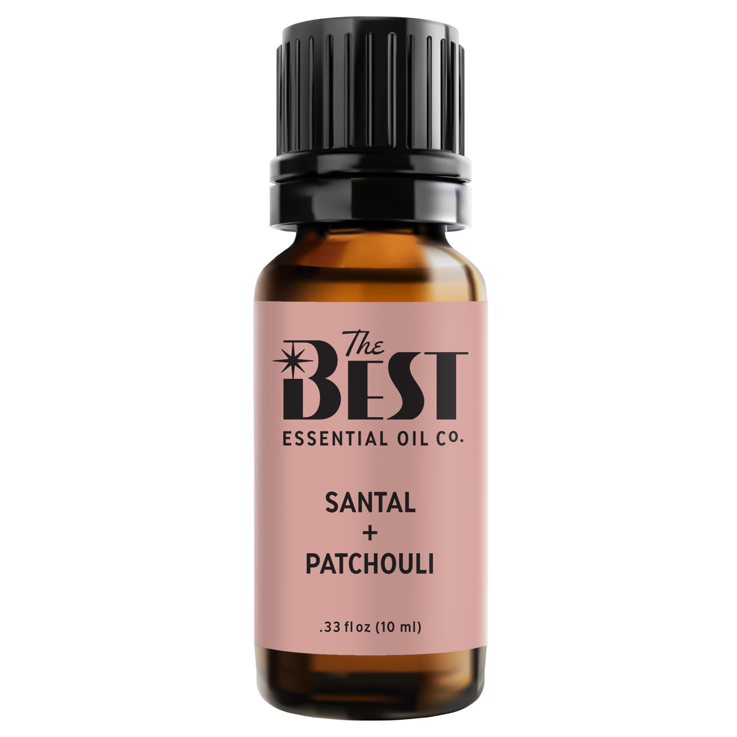 The Best Essential Oil Co Santal Patchouli bottle for calming diffusion