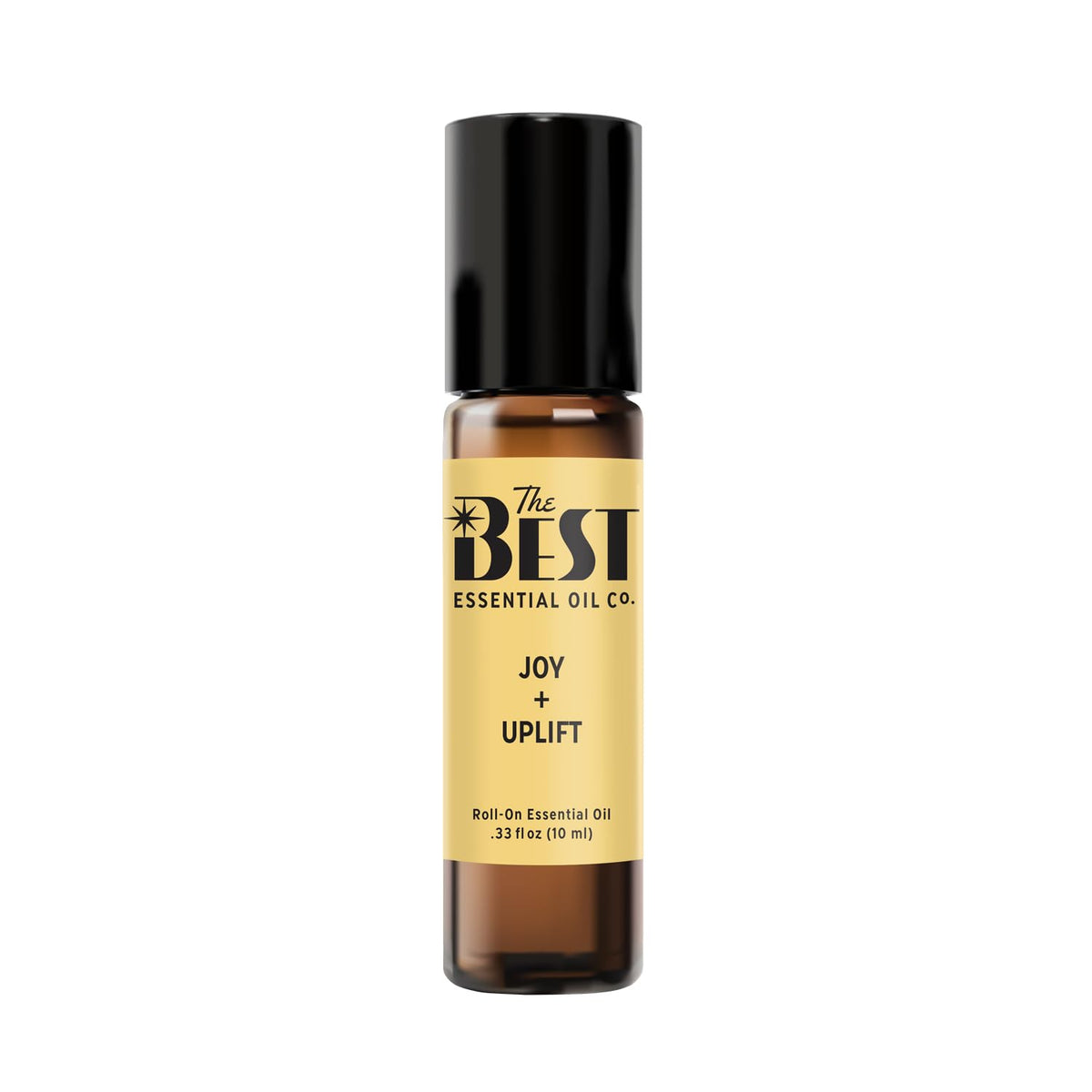 Joy + Uplift roll-on bottle ready for portable citrus-floral mood lift