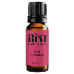 The Best Rose Geranium Oil bottle for diffusion and calm ambience.