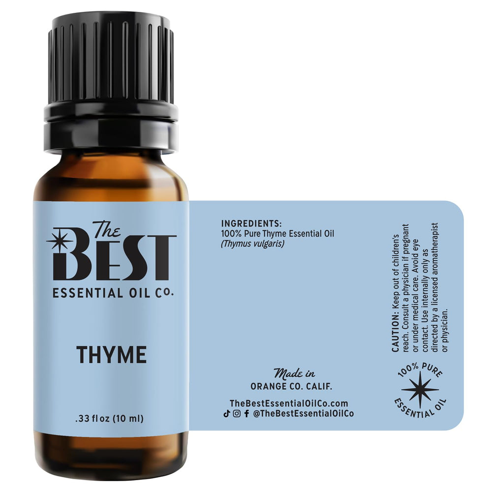 Pouring Thyme oil for simple DIY blends and diffusing.