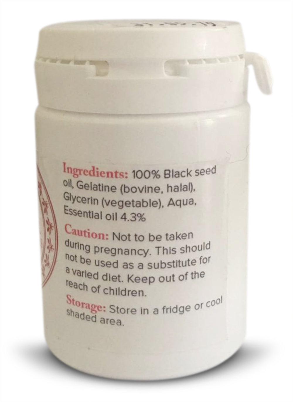 The Blessed Seed halal gelatin capsules on a travel-ready package for convenience.