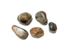 The Chrysalis Stone Black Moonstone tumbled stone pairs with Rainbow Moonstone for enhanced energy.