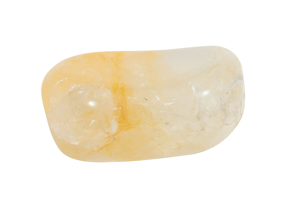 The Chrysalis Stone tumbled yellow hematoid quartz collection, supporting confidence and positive vibes.