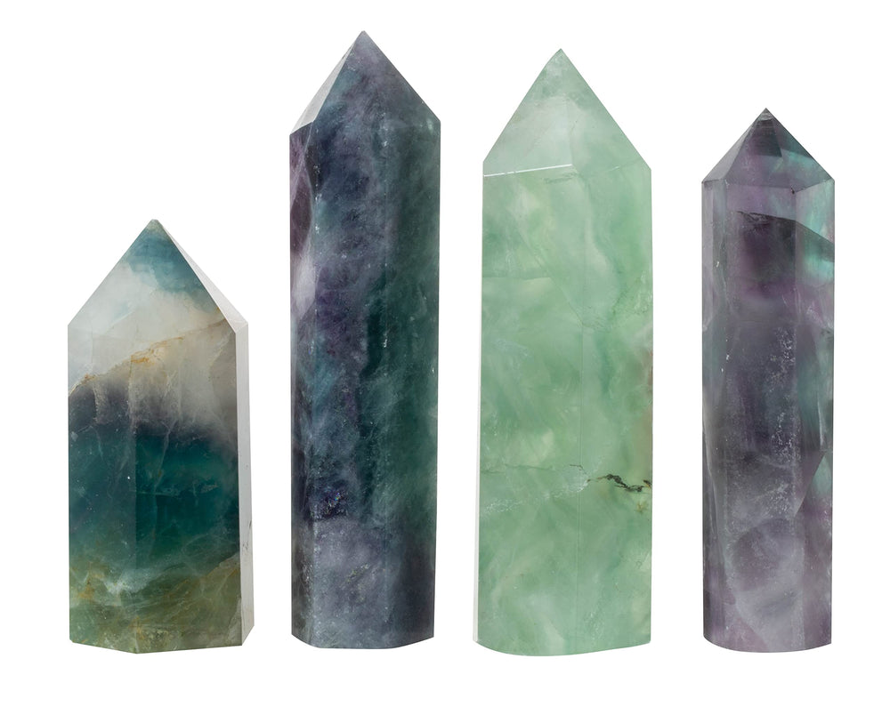 The Chrysalis Stone fluorite point height view displays natural multi-hue patterns.