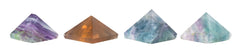 The Chrysalis Stone fluorite pyramid mini side view showcases color variety for balanced energy